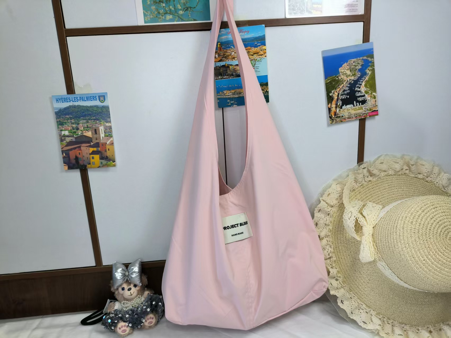 핑크 나일론 숄더백
