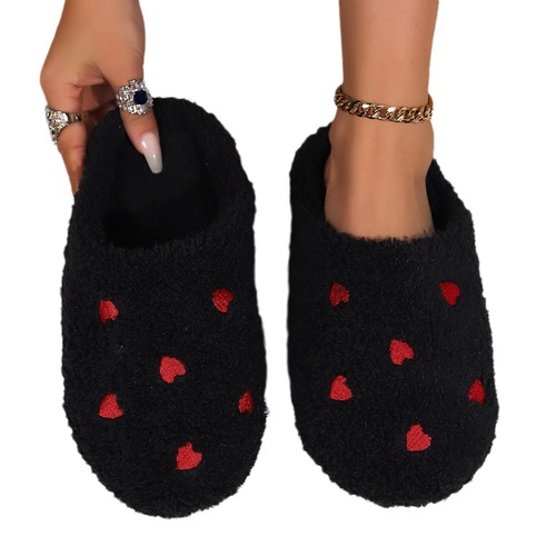 Small heart warm and comfortable winter indoor home flat head simple soft bottom cotton slippers