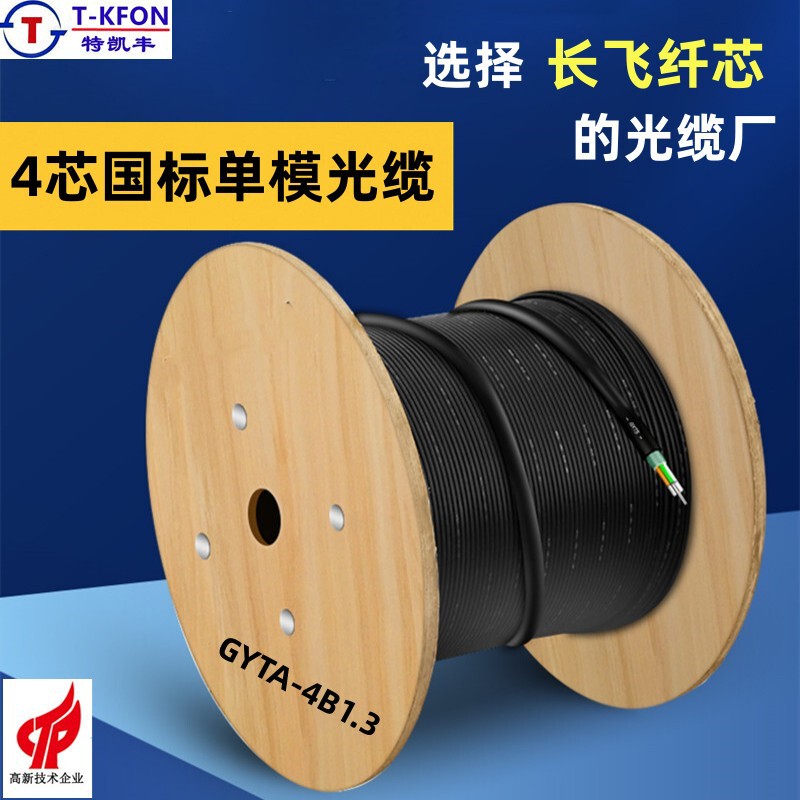 4-Core Optical Cable Carrier-Grade Outdoor Armored Optical Cable Four-Core Single-Mode Fiber Optic 9/125 Stranded Gyta-4B1.3