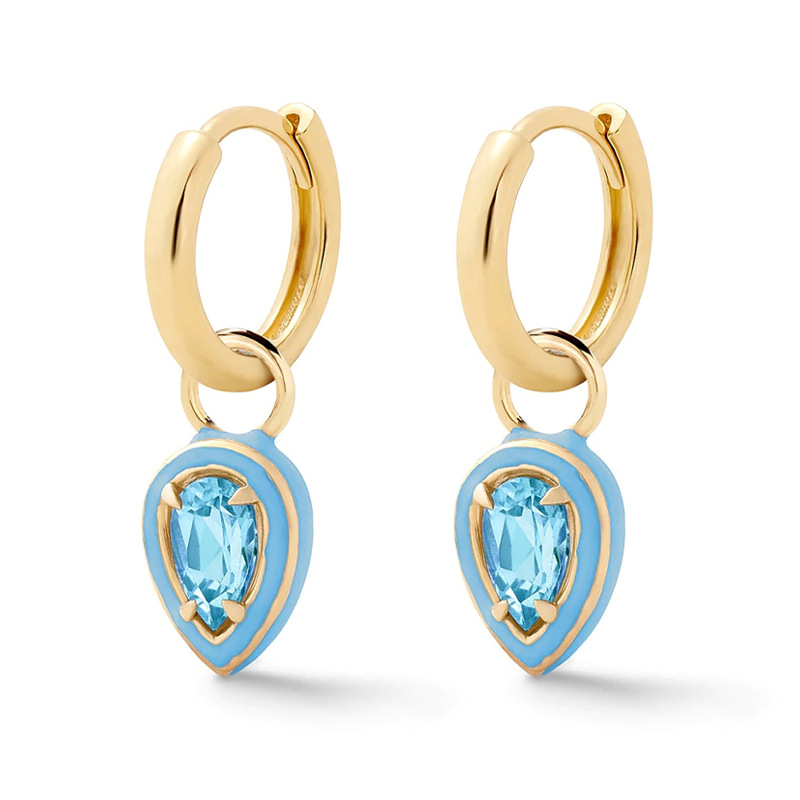 Fashion Simple Style Geometric Sterling Silver Inlay Artificial Gemstones Earrings