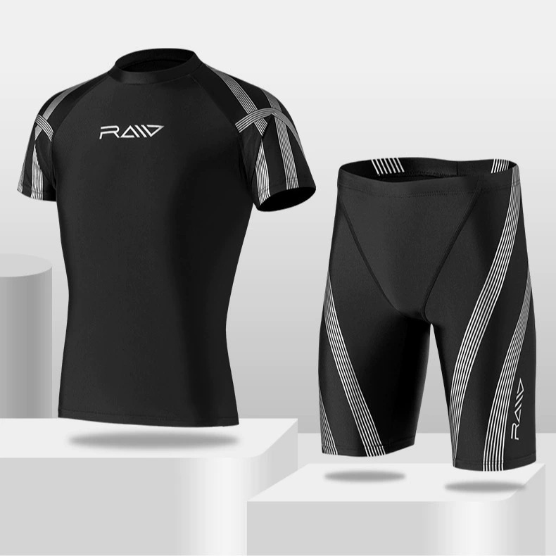Men's Swimwear Two-Piece Diving Set, Men's Sun-Protective Quick-Dry Top, New Youth Boxer-Style Swimwear Set
