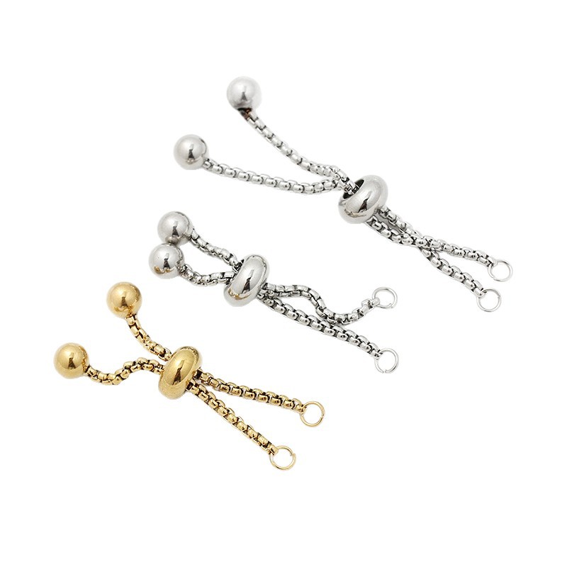 チタン鋼プルブレスレットステンレス鋼真空 18 K ゴールドシリコーン伸縮調整チェーン半完成 DIY アクセサリージュエリー