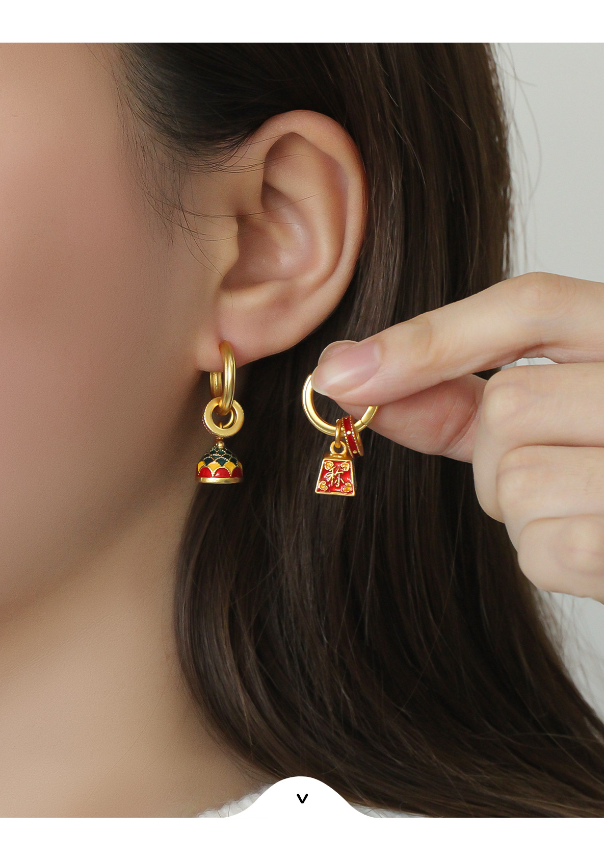 New Chinese in spring summer are light luxurious, high grade, auspicious pattern, enamel, China-Chic earrings, small_voghion.com