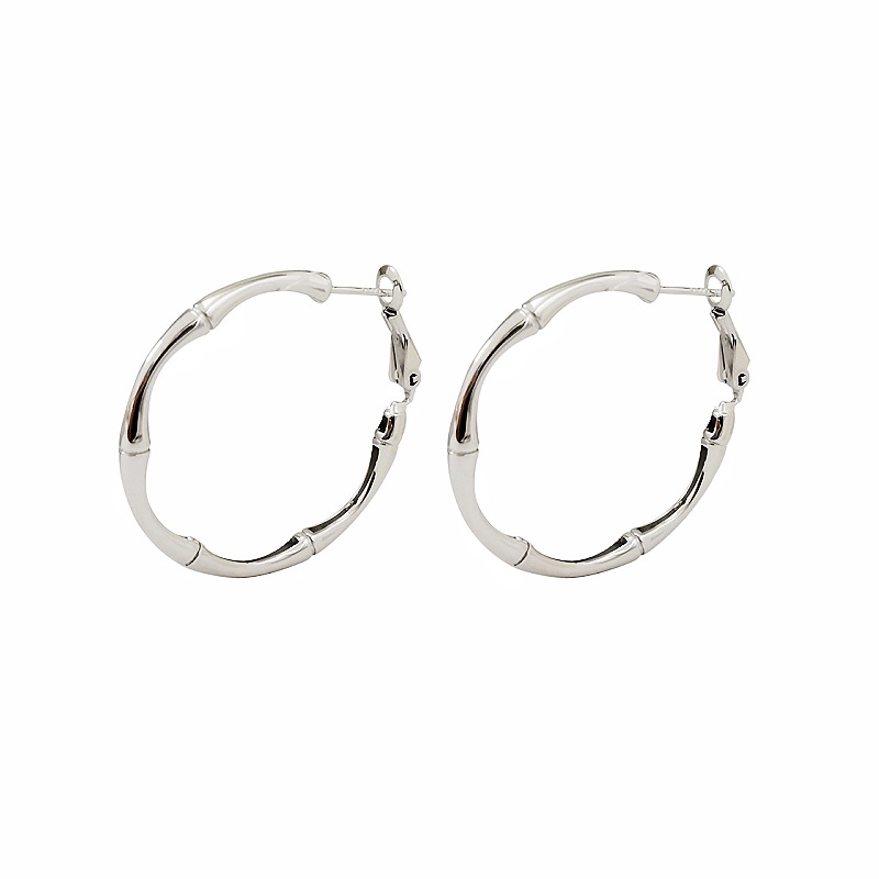 Bamboo earrings, silver 925 sample, light luxury style, 925 sample silver