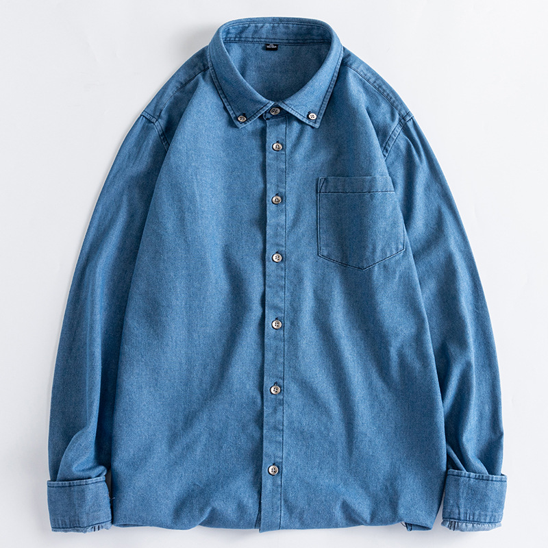 Camisa de manga larga de mezclilla de algodón camisa juvenil de moda masculina camisa juvenil abrigo de estudiante camisa juvenil moda masculina
