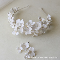 B6808花嫁の陶磁器の花のカチューシャの密集している花の白い硬い磁器の花のヨーロッパ式の頭飾りのイヤリングのピアス