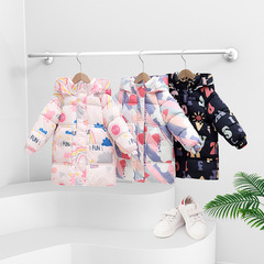 2022 New Children's Down Jacket Winter Mid-Length Thickened Jacket Wholesale for Boys and Girls Hooded Down Jacket