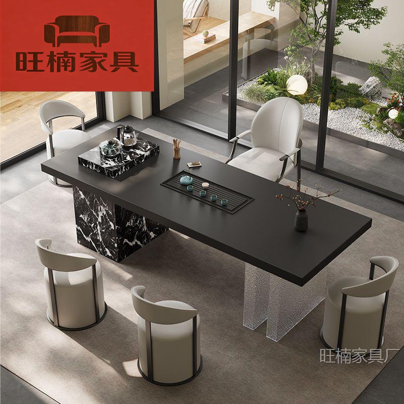 Italian-style rock slab tea table and chair set for office and home use, acrylic, light luxury, high-end feel, suitable for small apartments and balconies