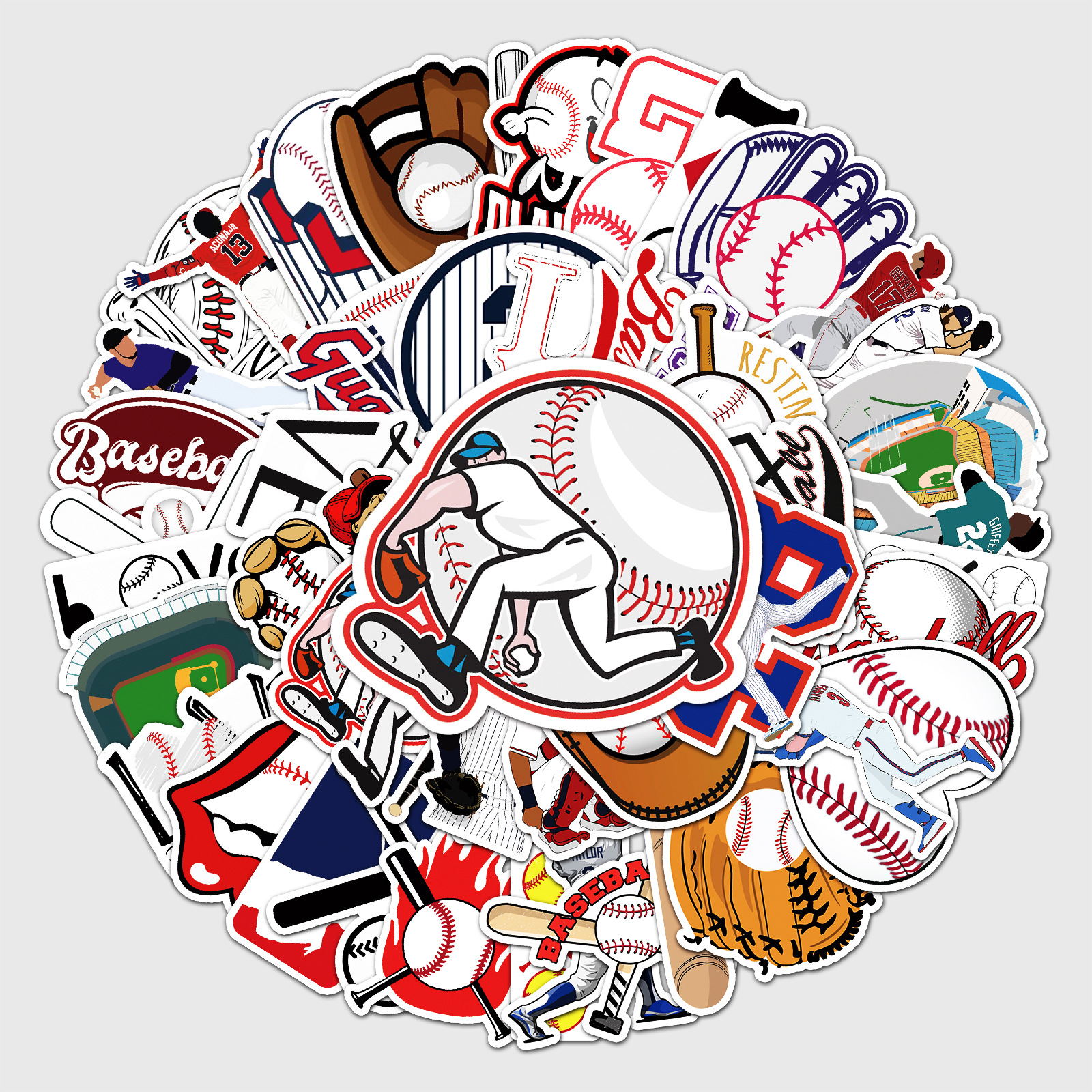 50张棒球涂鸦贴纸 个性跨境运动贴纸体育DIY滑板行李箱贴纸防水|ms