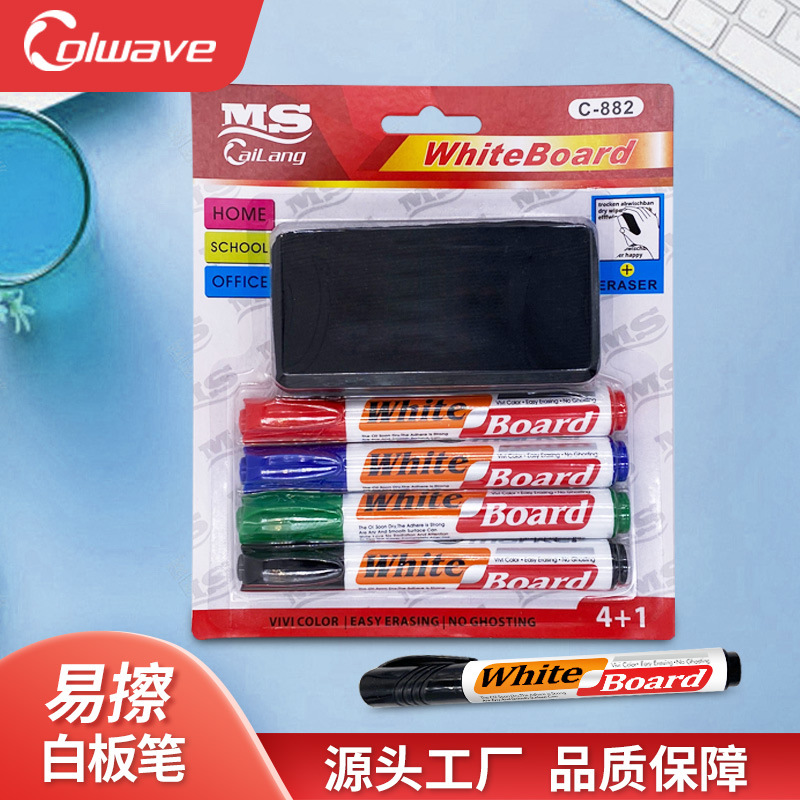 Marcadores para pizarra blanca | Set de 4 colores con punta redonda | Versión en inglés completa | Venta al por mayor