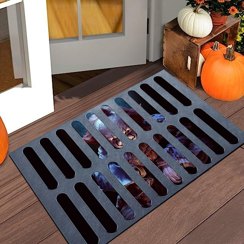 アマゾン工場のハロウィンの透かし彫りの装飾のじゅうたんの3d視覚の立体的なマットの玄関の家の入り口の足のマットの卸売り|undefined
