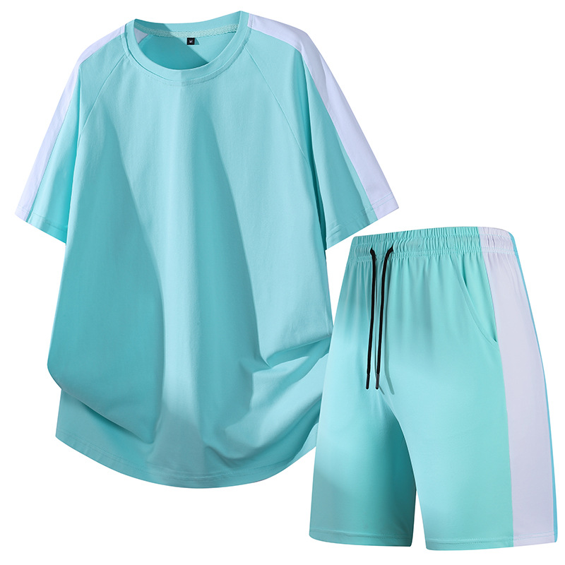 Trajes deportivos de verano transfronterizos de hombre camisetas de manga corta pantalones cortos de dos piezas de ropa de entrenamiento de acondicionamiento físico transpirable de secado rápido personalizada