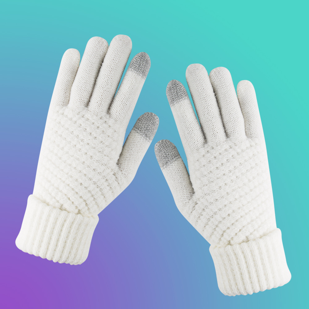 Korean Style Knitting Wool Gloves Women's Autumn And Winter Knitting Gloves Men's Deer Jacquard Touch Screen Warm Thickened Outdoor Riding Rice Grain display picture 7