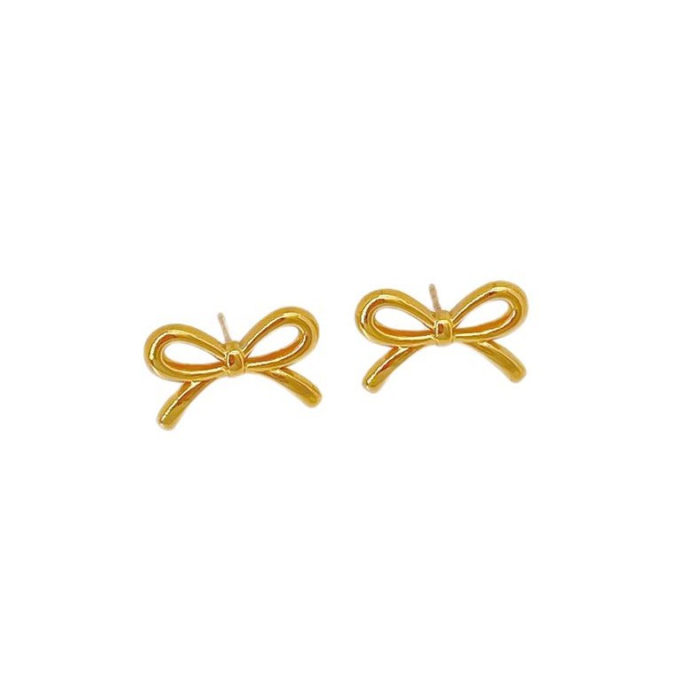 Dainty Bow Stud Earrings In Titanium Steel For Women_voghion.com