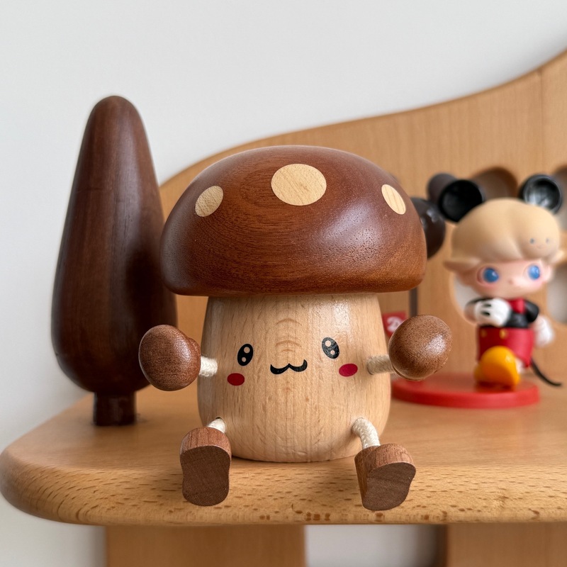 Moguli 無垢材木製クリエイティブオルゴールオルゴールキノコかわいい形状デスクトップ装飾品多機能|undefined