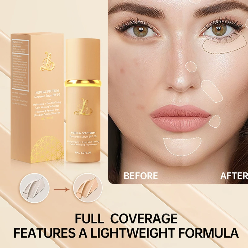 Трансграничная английская версия жидкой тональной основы, меняющей цвет, 4-в-1, стойкая, несмываемая, нелипкая пудра, легкая жидкая тональная основа-консилер, 30 г