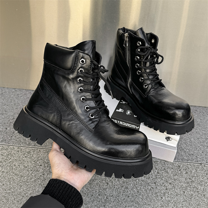 큰 머리 야외 하이 탑 마틴 부츠 두꺼운 밑창 툴링 신발 기계 부츠 유행 남성 부츠 66681-J
