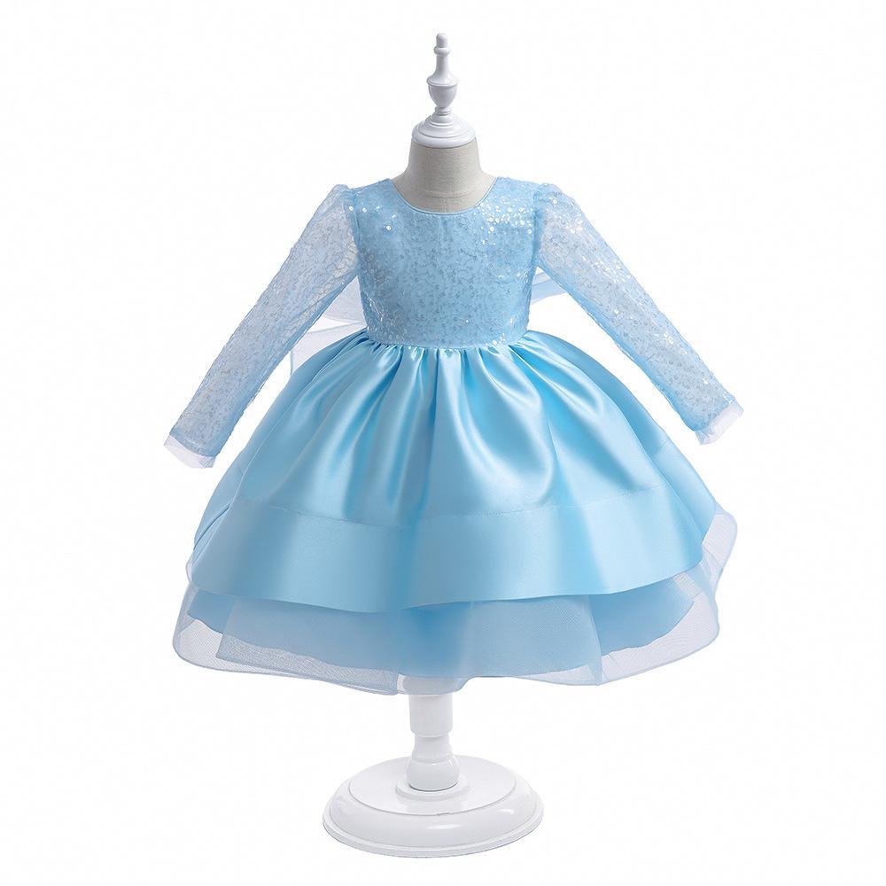 Vestido de niños de comercio exterior europeo y americano vestido de princesa pettiskirt vestido de rendimiento de piano vestido de malla de lentejuelas para niños