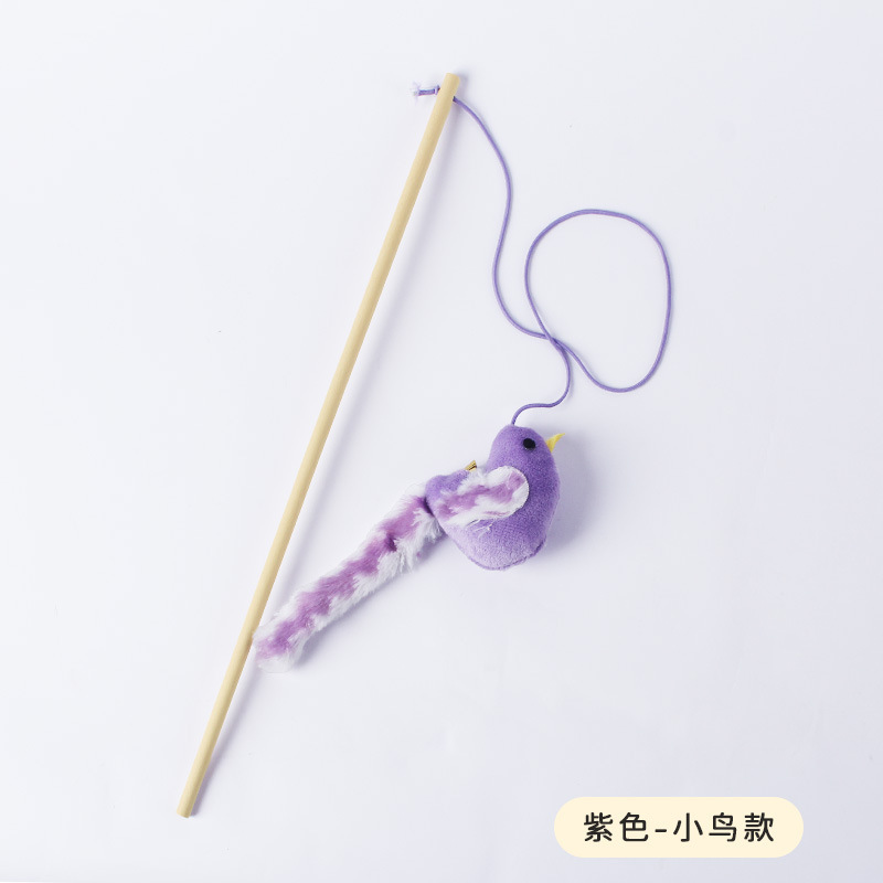木杆逗猫棒猫咪玩具自嗨解闷逗猫神器耐咬毛绒老鼠小鸟带铃铛玩具|undefined