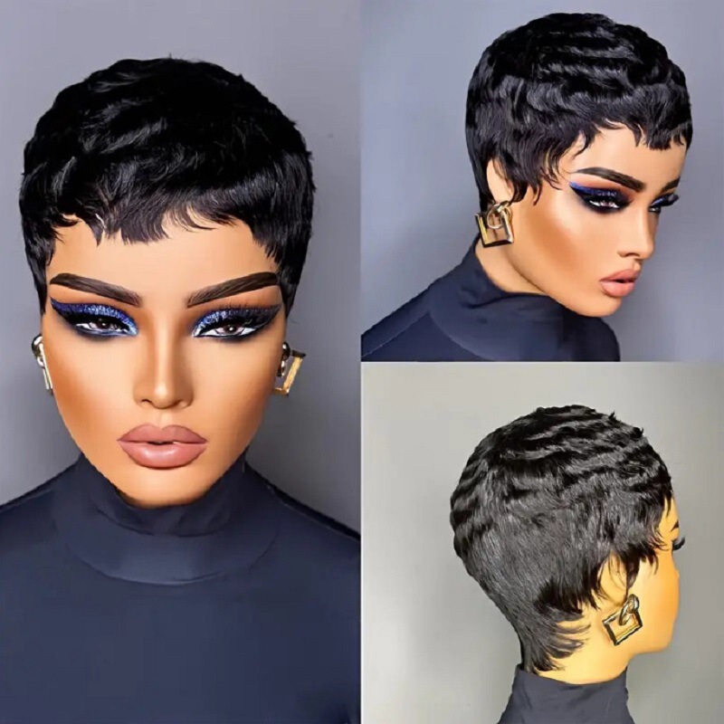 African Wig Female Short Hair Black Elf Wig Personalized Short High Temperature Silk Rose Mesh Headgear Cross-Border Wholesale