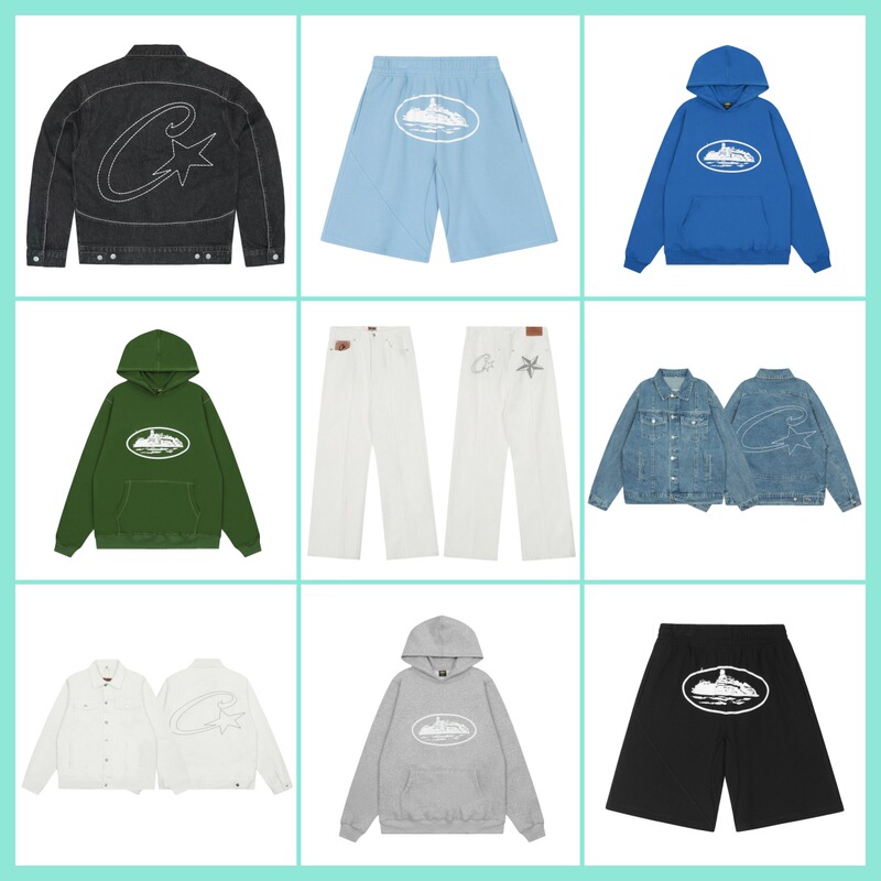 Corteiz Alcatraz Jeans New Star Embroidery American High Street Retro Distressed Casual Shorts Trendy