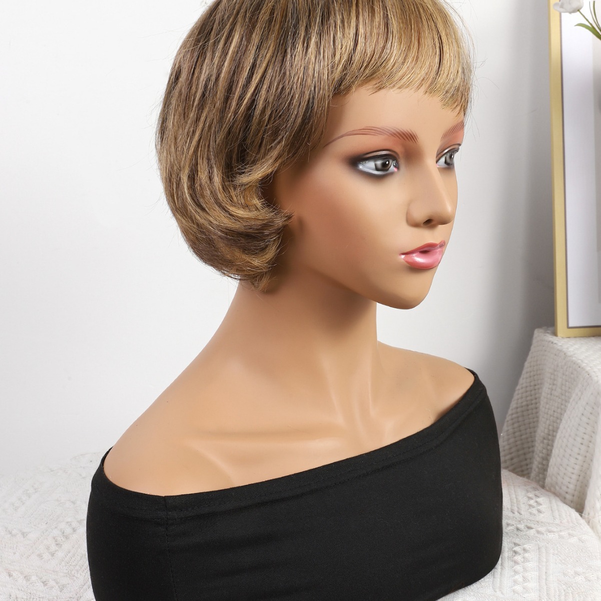 Fibra química al por mayor bob cabello pelucón mecánico pelucón cubierta de pelo