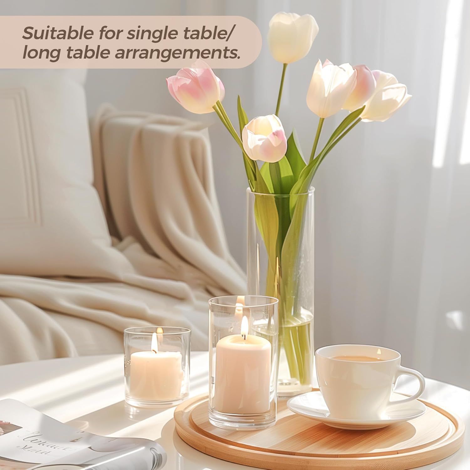 Flores acuopónicas acuáticas flores de bambú transparente decoración de flores frescas de tubo recto sala de estar aterrizaje grande simple transparente