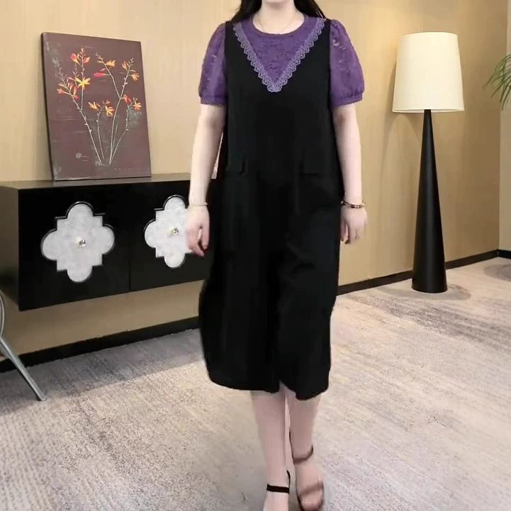 2025 мода европейская легкая роскошь высокого класса стойка повседневная кружевная продвинутая юбка большого размера 240 кг толстая женщина MM