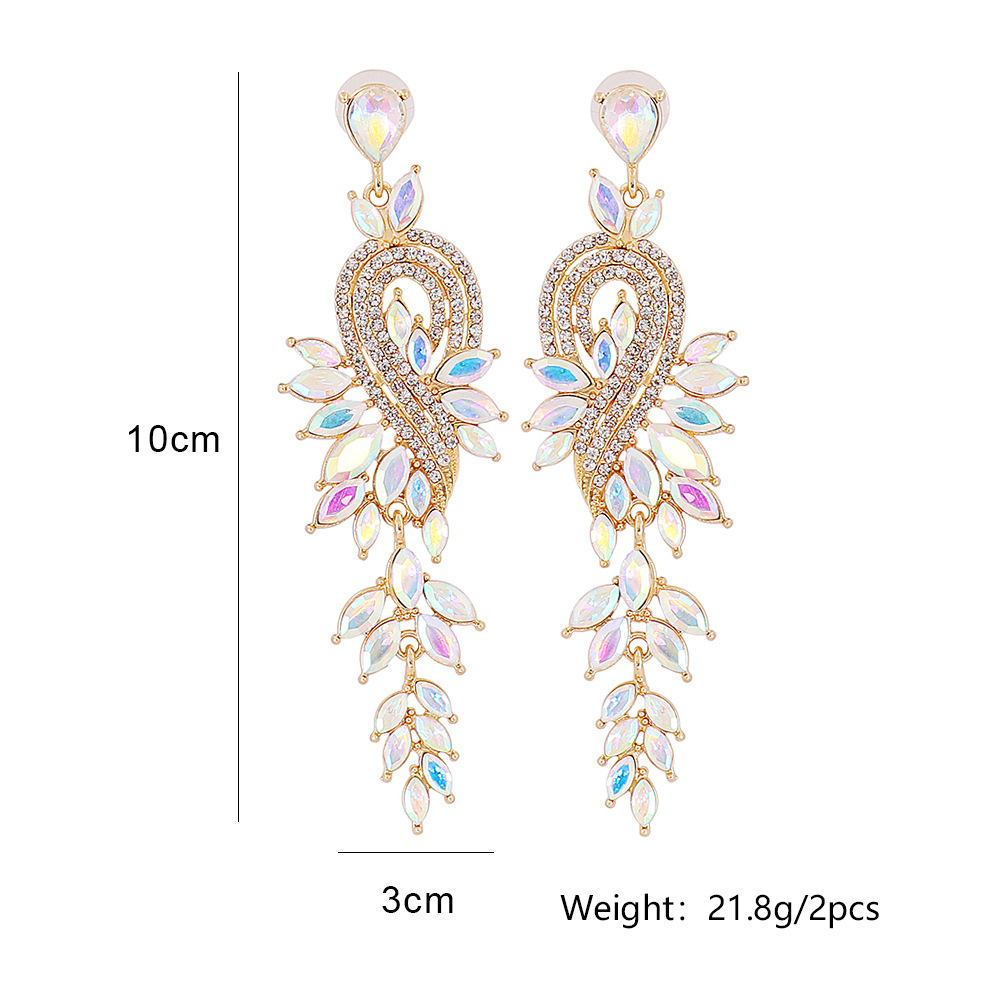 New Style European And American Leaf Brooch Shape Diamond Earrings display picture 1