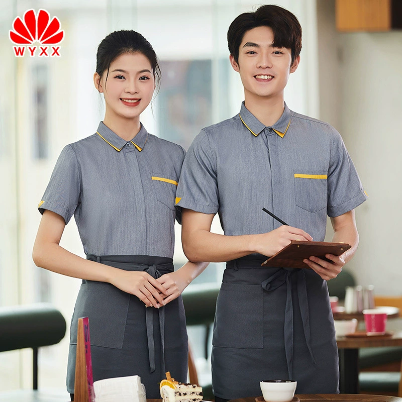 Отель Официант Рабочая одежда Рубашка с коротким рукавом Западное питание Отель Горячий горшок Ресторан Кофейня Рабочая форма Лето