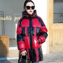免洗羽绒服女中长款年冬季新款小个子宽松亮面感外套