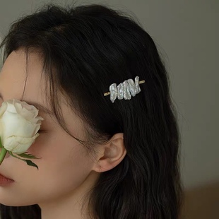 Pipa Style Natural Freshwater Baroque Pearl Hairpin Retro Artistic Simple French Style Bangs Clip Side Clip Headwear