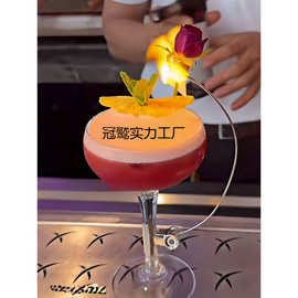 酒吧百科 火焰玫瑰酒杯 网红火烧变玫瑰鸡尾酒杯分子料理装饰夹杯