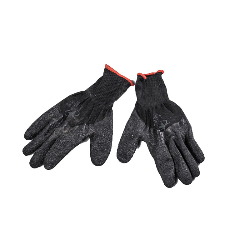 东方旭日天然乳胶皱纹劳保手套尼龙半浸涂胶防滑透气耐磨工作手套