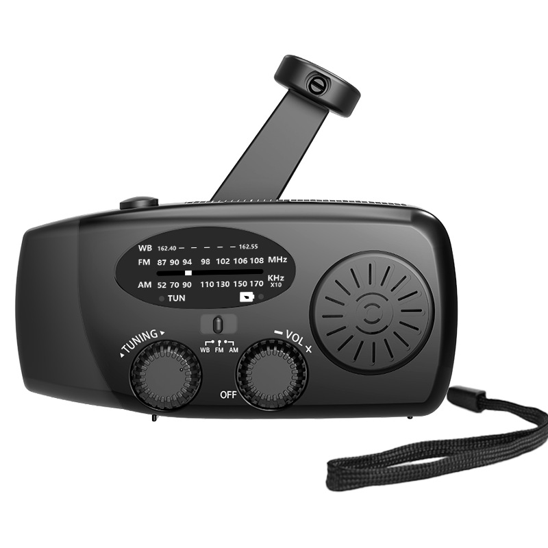 Cross-Border Multifunctional Emergency Radio Flashlight Hand-Cranked Solar USB Charging Amfmwb Outdoor Disaster Prevention Lighting