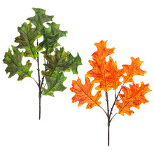 仿真橡树叶把束亚马逊丰收节秋色装饰室内绿植摆件人造橡树叶把束