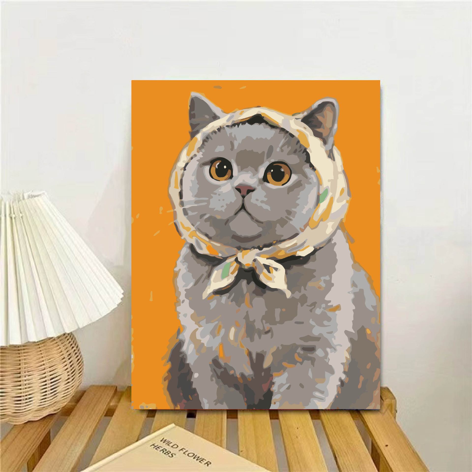 Cariño gatito DIY pintura al óleo digital curar dibujos animados animales hechos a mano regalo acrílico pintura al óleo de color descompresión