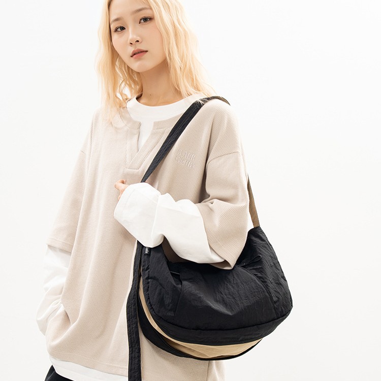 Cross-Border Minimalist Nylon Large Capacity Crossbody Bag For Women, Casual Color-Block Dumpling Bag, Lightweight Commuter Shoulder Bag - Thumbnail 3