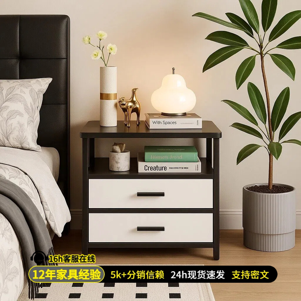 Mesa de cabezal de cama pequeña creativa dormitorio doméstico 2025 explosión de almacenamiento multifuncional de lujo ligero de alta calidad simple estante de almacenamiento