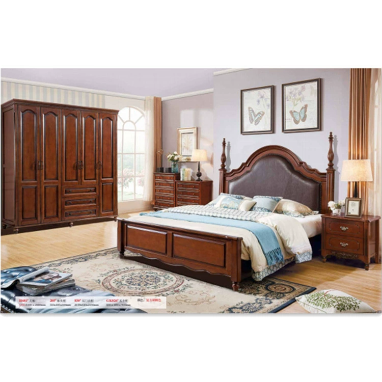 Прямая поставка с фабрики Современная простая 1,8 м двойная Главная спальня Свадебная кровать из пяти предметов мебели