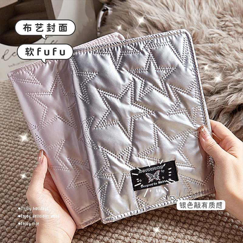 Cuaderno manual de estilo americano Cuaderno de hojas sueltas de alto valor plateado Cuaderno diario de niñas a cuadros Libro de aprendizaje de línea horizontal
