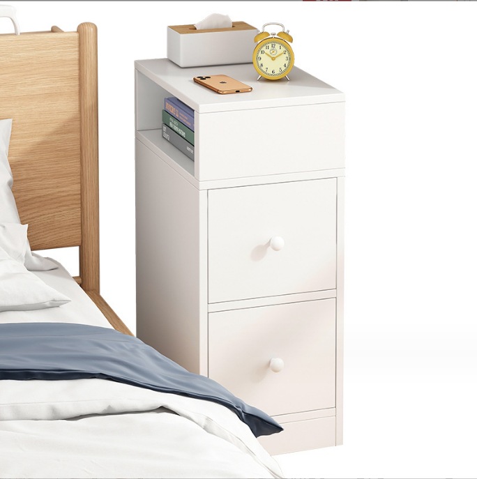 Mesita de noche estrecho pequeño dormitorio minimalista moderno pecho de cajones simple estante de almacenamiento de cabecera brecha de cabecera pequeño gabinete
