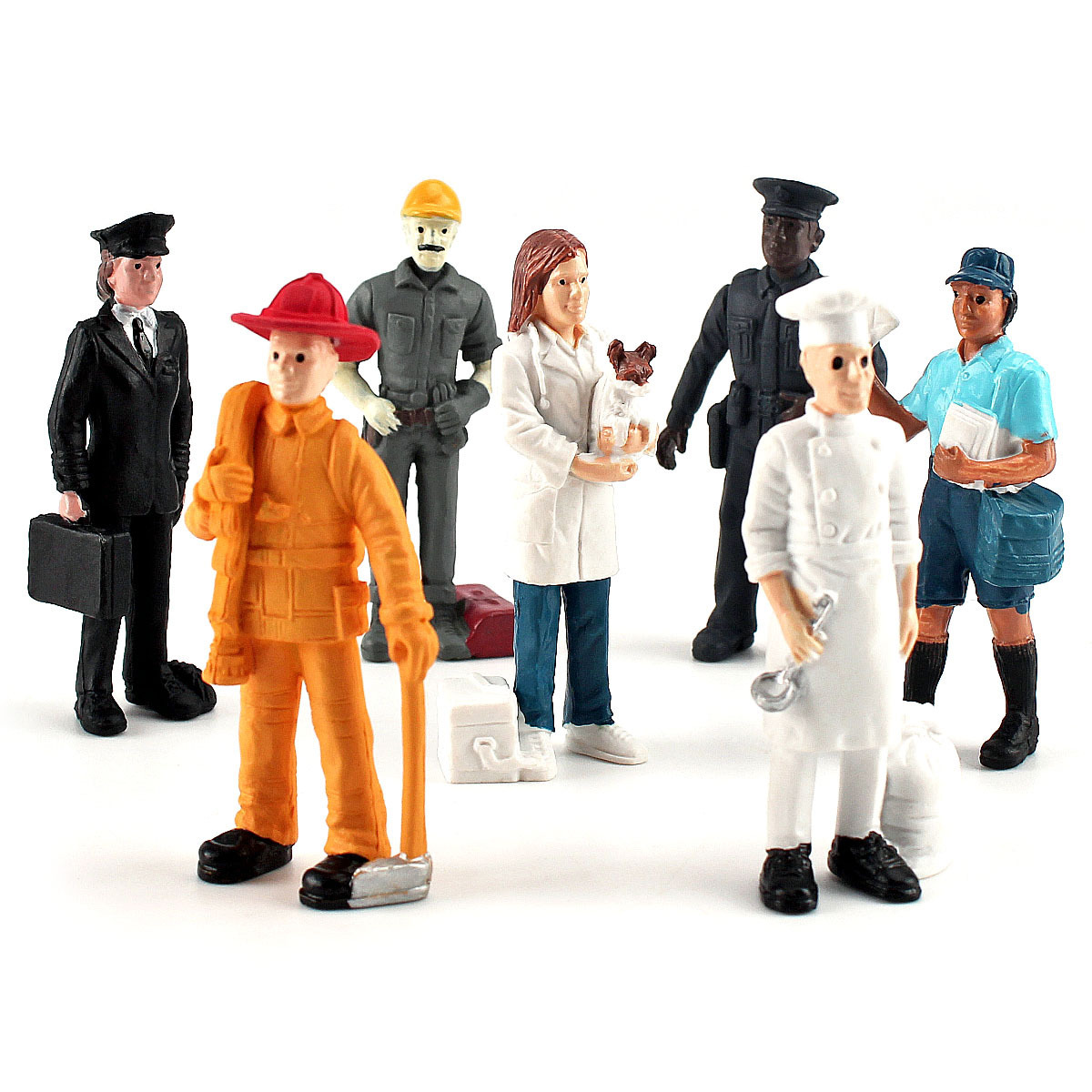 Transfronteriza simulación policía bombero construcción trabajador cartero figura modelo micro muñeca escena decoración juguete