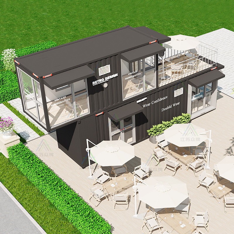 Contenedor casa móvil tienda cafetería tienda de té con leche coche de aperitivos calle comercial quiosco escénico B & B