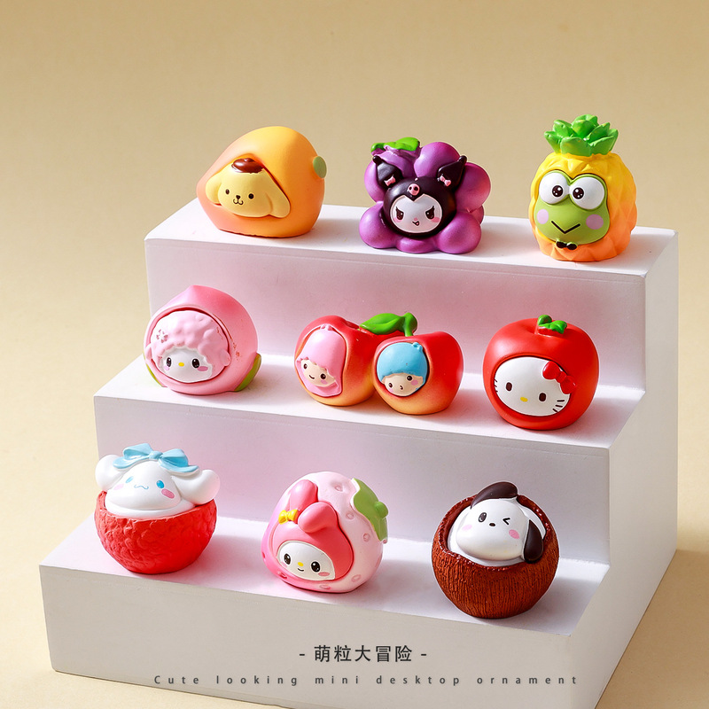 Cute Sanrio Fruit Cute Doll Live to Touch Blind Bag Resin Desktop Crafts Small Ornaments Wholesale