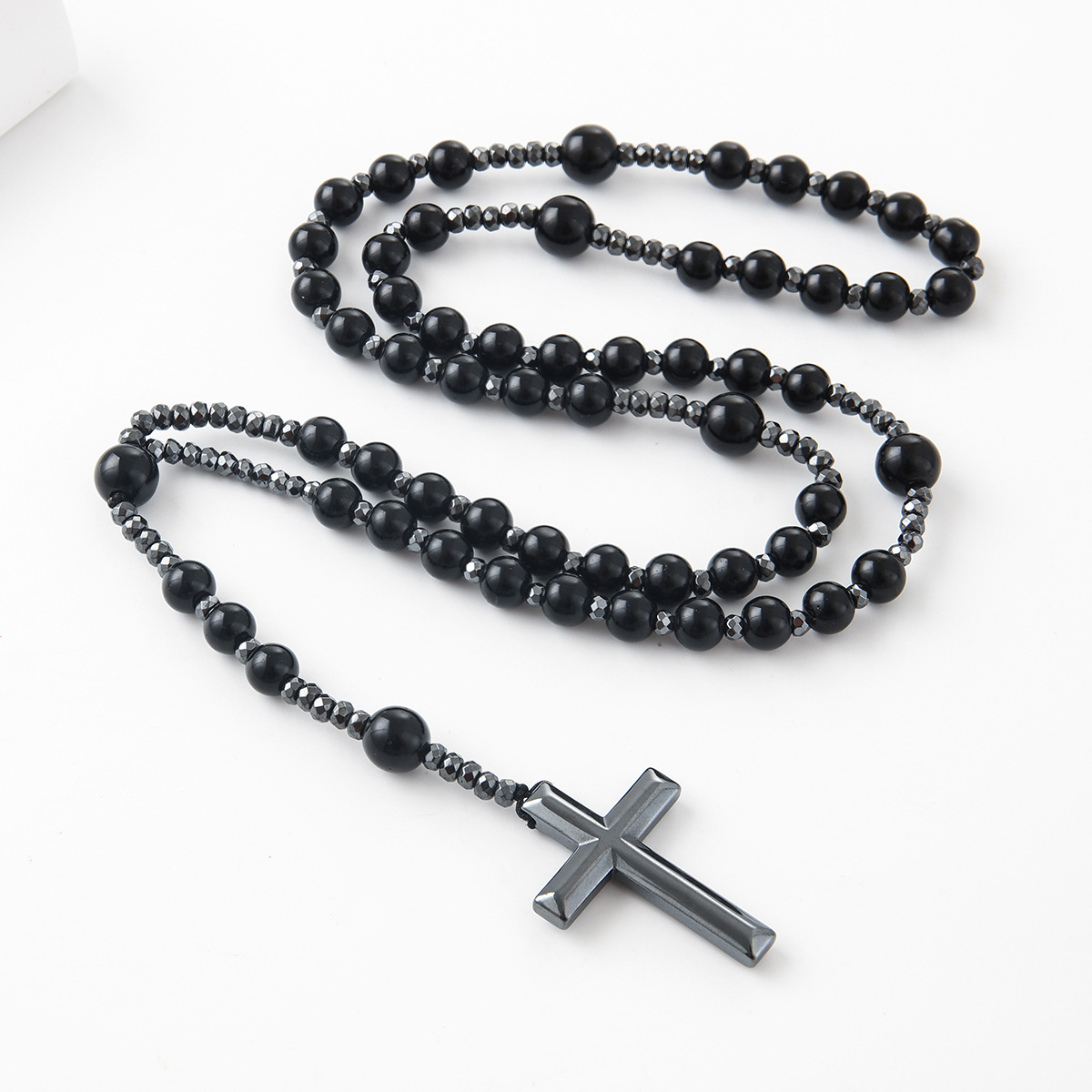 Black Cross Pendant Necklace Image 3