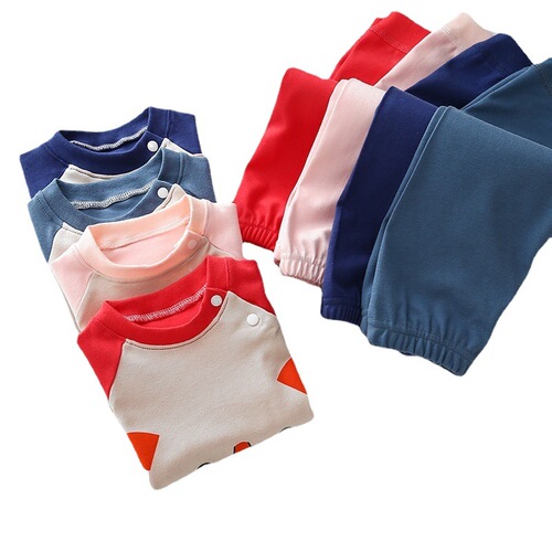 Children's underwear sets for boys and girls, autumn clothes and long trousers, home clothes, cotton sweaters, baby cotton pajamas, baby clothes