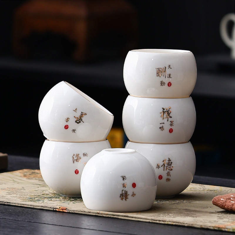 羊脂玉茶杯德化白瓷家用功夫茶具主人杯陶瓷个人单杯喝茶大号批发