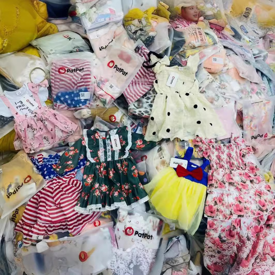 Patpat ropa infantil, comercio exterior, productos de cola, vestidos de niños pastorales lindos, falda de princesa, inventario al por mayor.