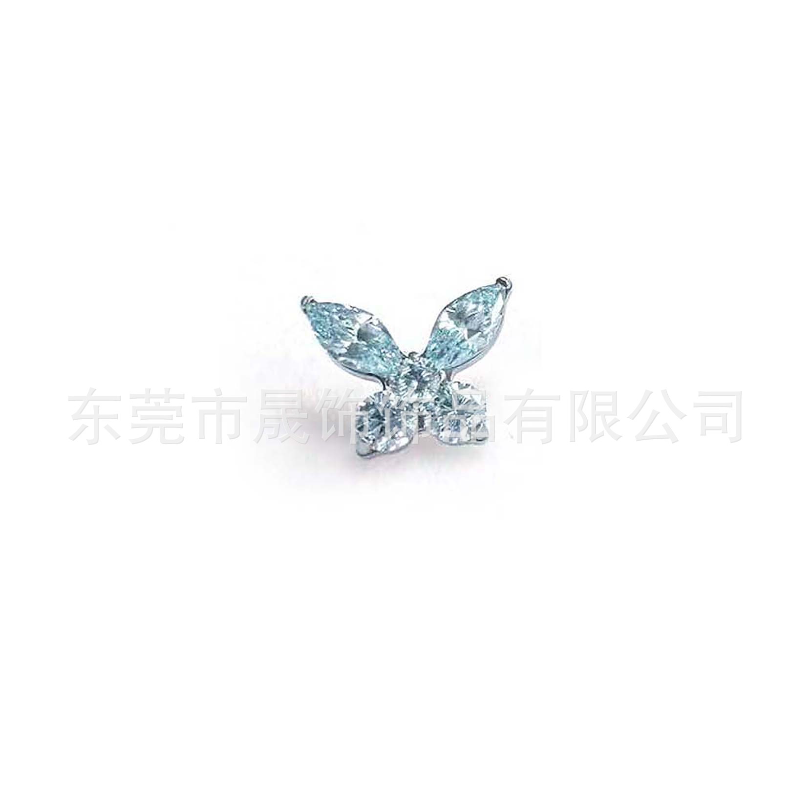 F136 Titanium Studded 五 Diamond Butterfly Ear Stud Cubic Zirconia Labret Stud G23 Implant Grade Titanium Piercing Jewelry Helix Cartilage Stud 风